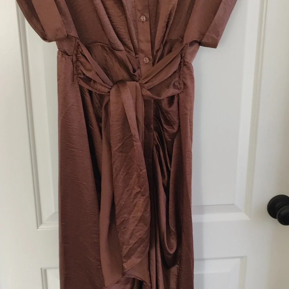 NWOT Steve Madden Elegant Brown Shirt Dress - Picture 3 of 7